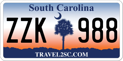 SC license plate ZZK988
