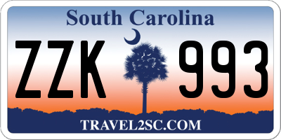 SC license plate ZZK993