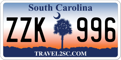 SC license plate ZZK996