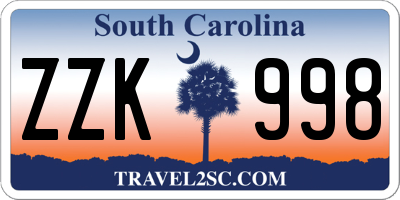 SC license plate ZZK998