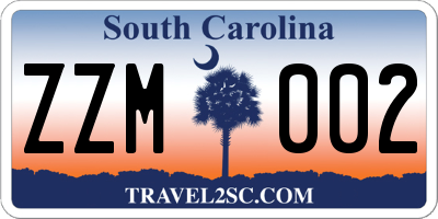 SC license plate ZZM002