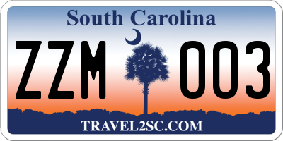 SC license plate ZZM003