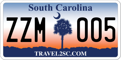 SC license plate ZZM005