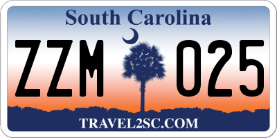 SC license plate ZZM025