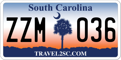 SC license plate ZZM036