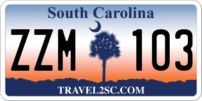 SC license plate ZZM103