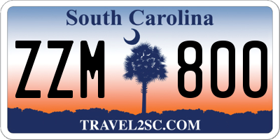 SC license plate ZZM800