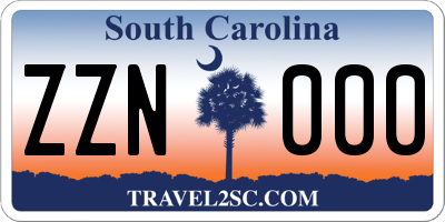 SC license plate ZZN000