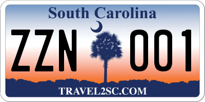 SC license plate ZZN001