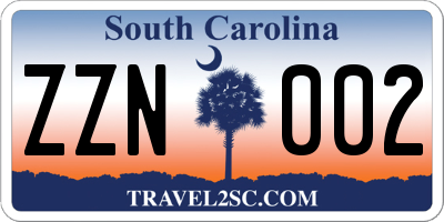 SC license plate ZZN002