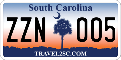 SC license plate ZZN005