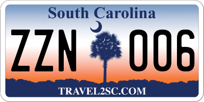 SC license plate ZZN006