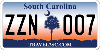 SC license plate ZZN007