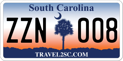 SC license plate ZZN008
