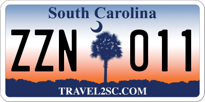 SC license plate ZZN011