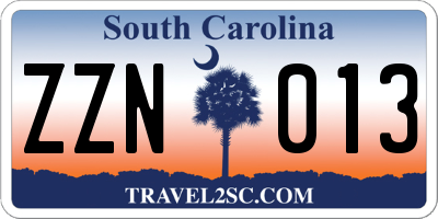 SC license plate ZZN013