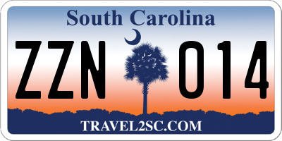 SC license plate ZZN014