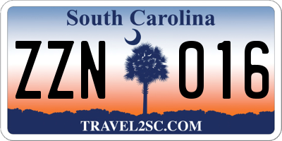 SC license plate ZZN016