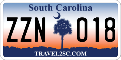 SC license plate ZZN018