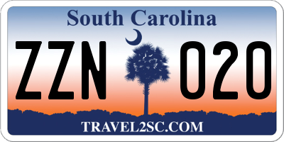 SC license plate ZZN020