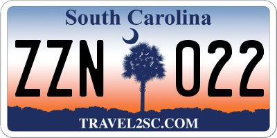 SC license plate ZZN022