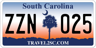 SC license plate ZZN025