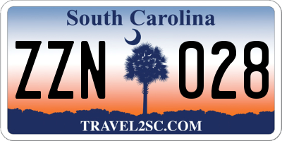 SC license plate ZZN028