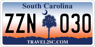 SC license plate ZZN030