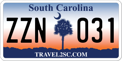 SC license plate ZZN031