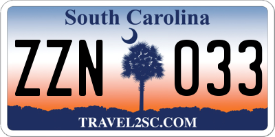 SC license plate ZZN033