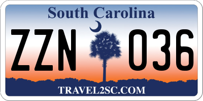 SC license plate ZZN036
