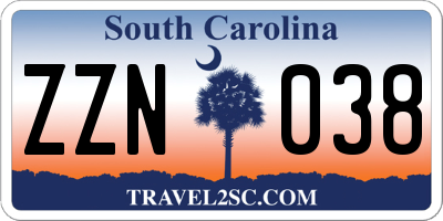 SC license plate ZZN038