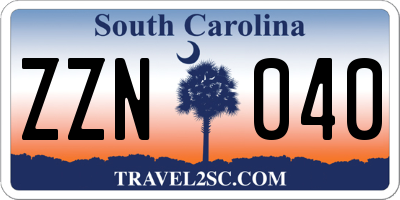 SC license plate ZZN040