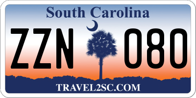 SC license plate ZZN080