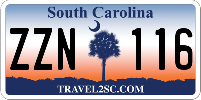 SC license plate ZZN116