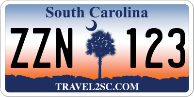 SC license plate ZZN123