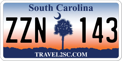 SC license plate ZZN143