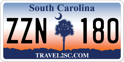 SC license plate ZZN180