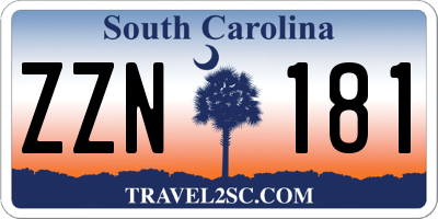 SC license plate ZZN181