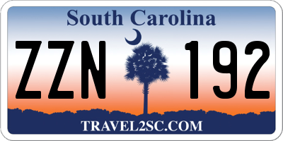 SC license plate ZZN192