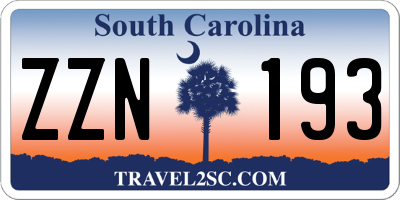 SC license plate ZZN193