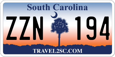 SC license plate ZZN194