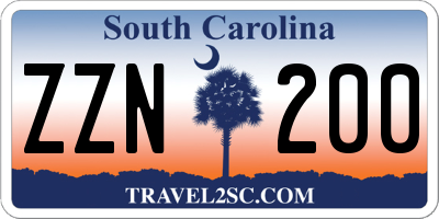 SC license plate ZZN200