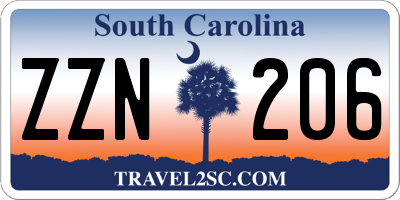 SC license plate ZZN206