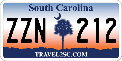 SC license plate ZZN212