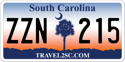 SC license plate ZZN215