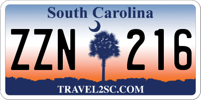 SC license plate ZZN216