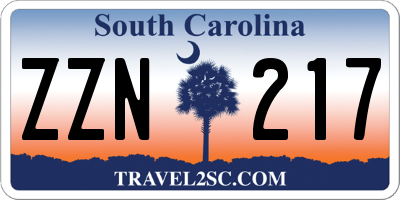 SC license plate ZZN217