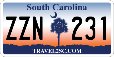 SC license plate ZZN231