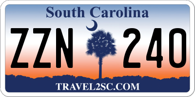 SC license plate ZZN240